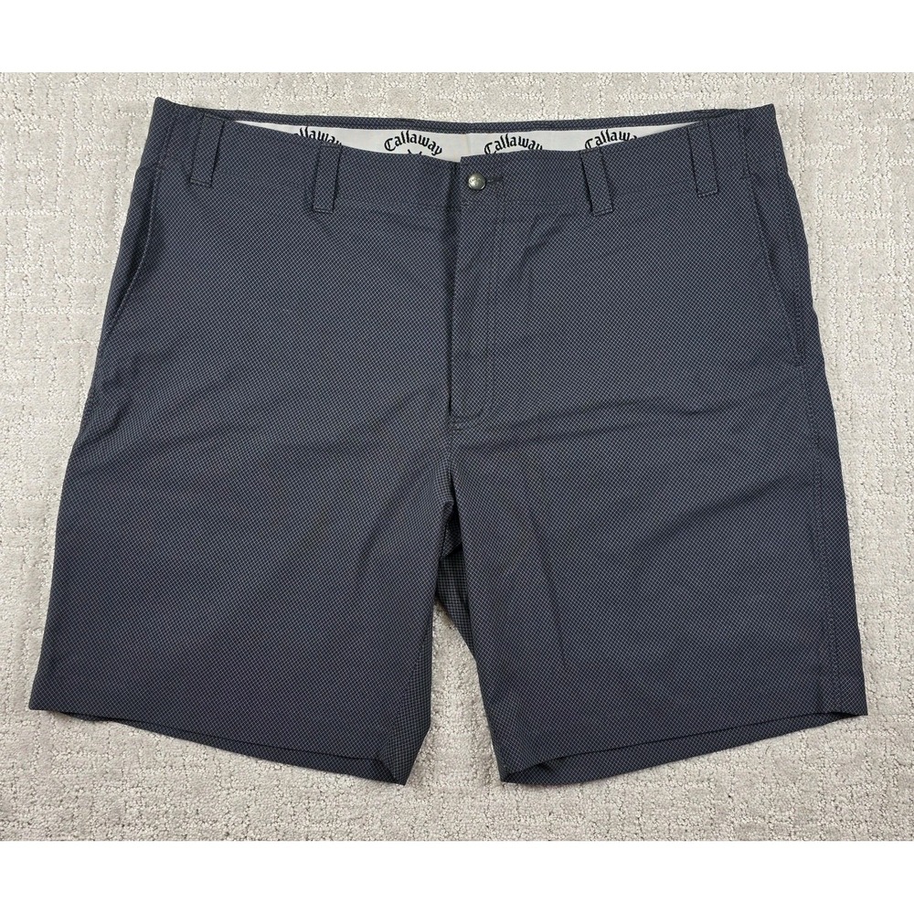 Callaway Mens Performance Flat Front Golf Shorts Black Diamond Pattern Size 42